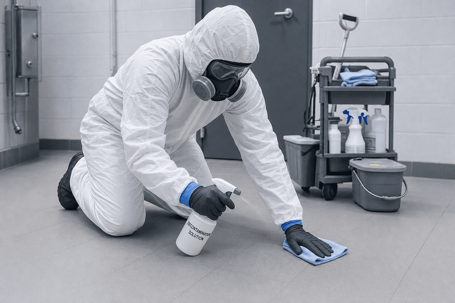 Werk volgens BRL-SIKB 6000 - Tyvek, P3-respirator en dubbele handschoen